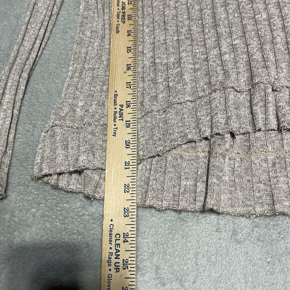 Free People Top Womens XS Beige Ribbed‎ Boxy Fit Distressed Lightweight Boho - Picture 3 of 7